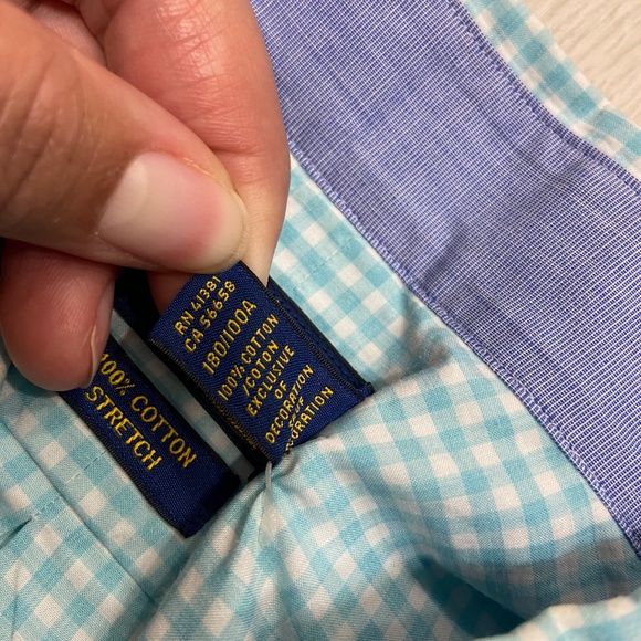 Ralph Lauren Blue & White Collared Checkered Button Down Mens Large - Picture 4 of 12